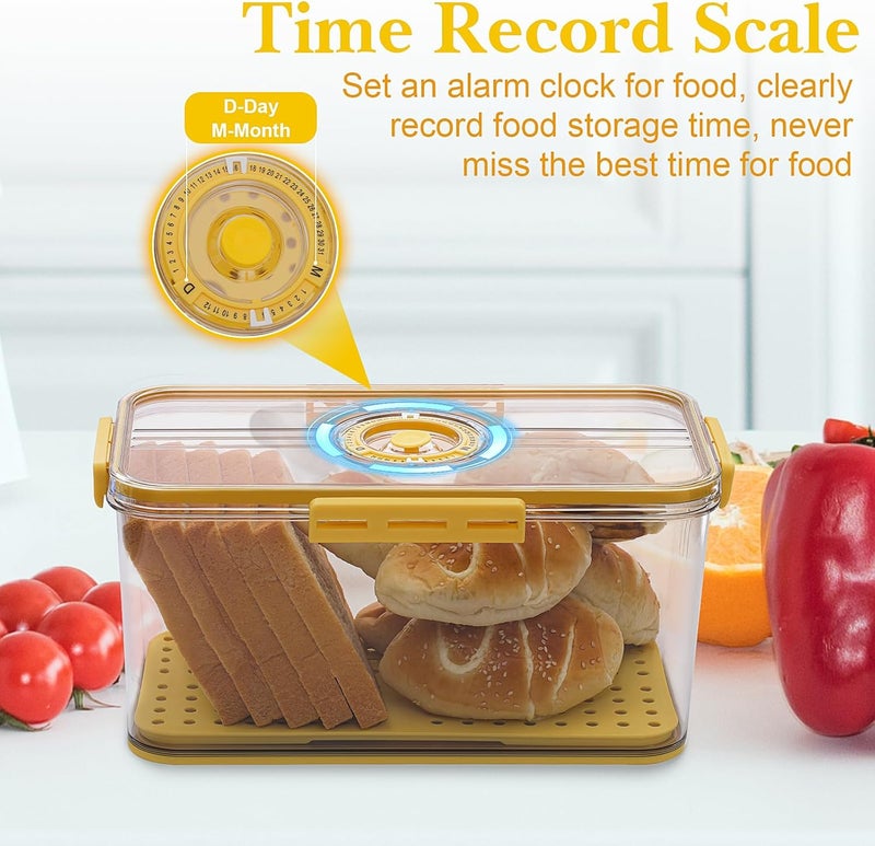 ANYPROLUS Bread Box for Homemade Bread Boxes for Kitchen Counter Airtight, Time Recording Bread Storage Container with Lid, Bread Containers Storage Airtight Loaf Bread Keeper, Large, Yellow - Image 4